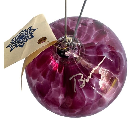 Handblown Spirit Ball Signed By Bruce Grauf 3.5" Purple Glass Ornament Made In U - Picture 2 of 6